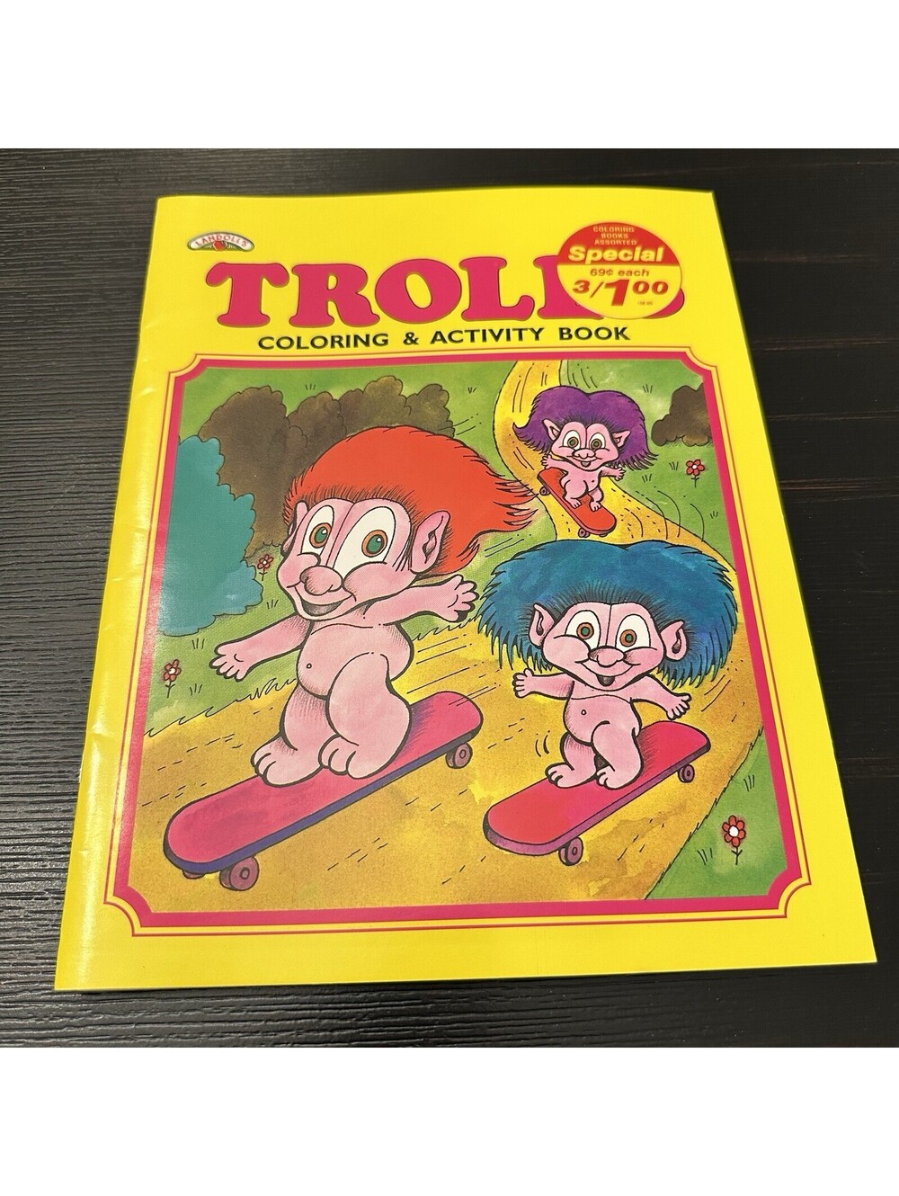 Vintage Landoll’s 1992 Trolls Coloring & Activity Book Skateboard New Old Stock